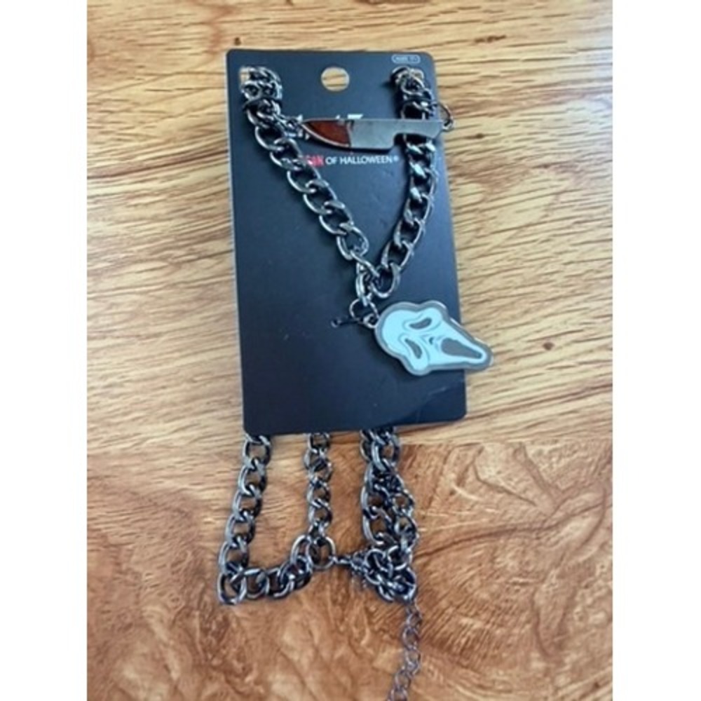 Bioworld Ghost Face Scream Knife Mask Chunky Chain Necklace NWT Halloween